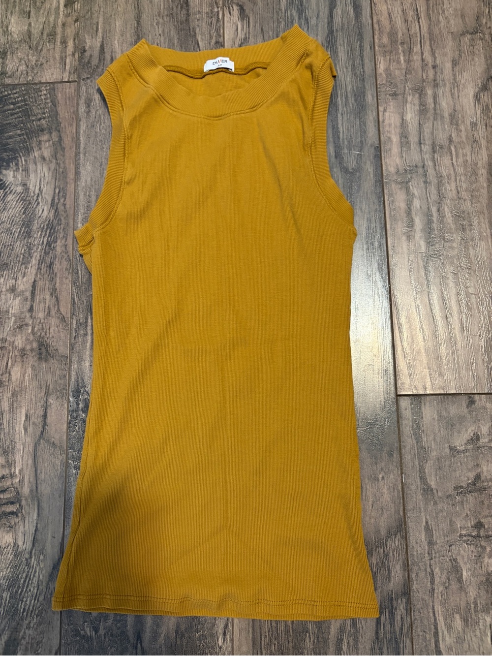 Sleeveless Ribbed Tank Top in Mustard - duer